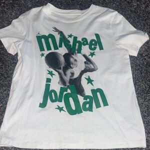 WomensWhite and Green Michael Jordan T-Shirt